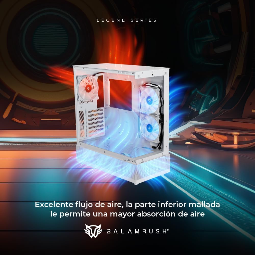 GABINETE BALAM RUSH TANK SUPER 9200TB BLANCO ATX ARGB VENTS 3VENT CRISTAL S/FUENTE BR-938730 11M DE GARANTIA