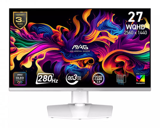 MONITOR 27 MSI MAG 272QPW QD-OLED X28 0.3MS 280HZ WQHD GAMER QD OLED BLANCO ANTI-GLARE FREESYNC
