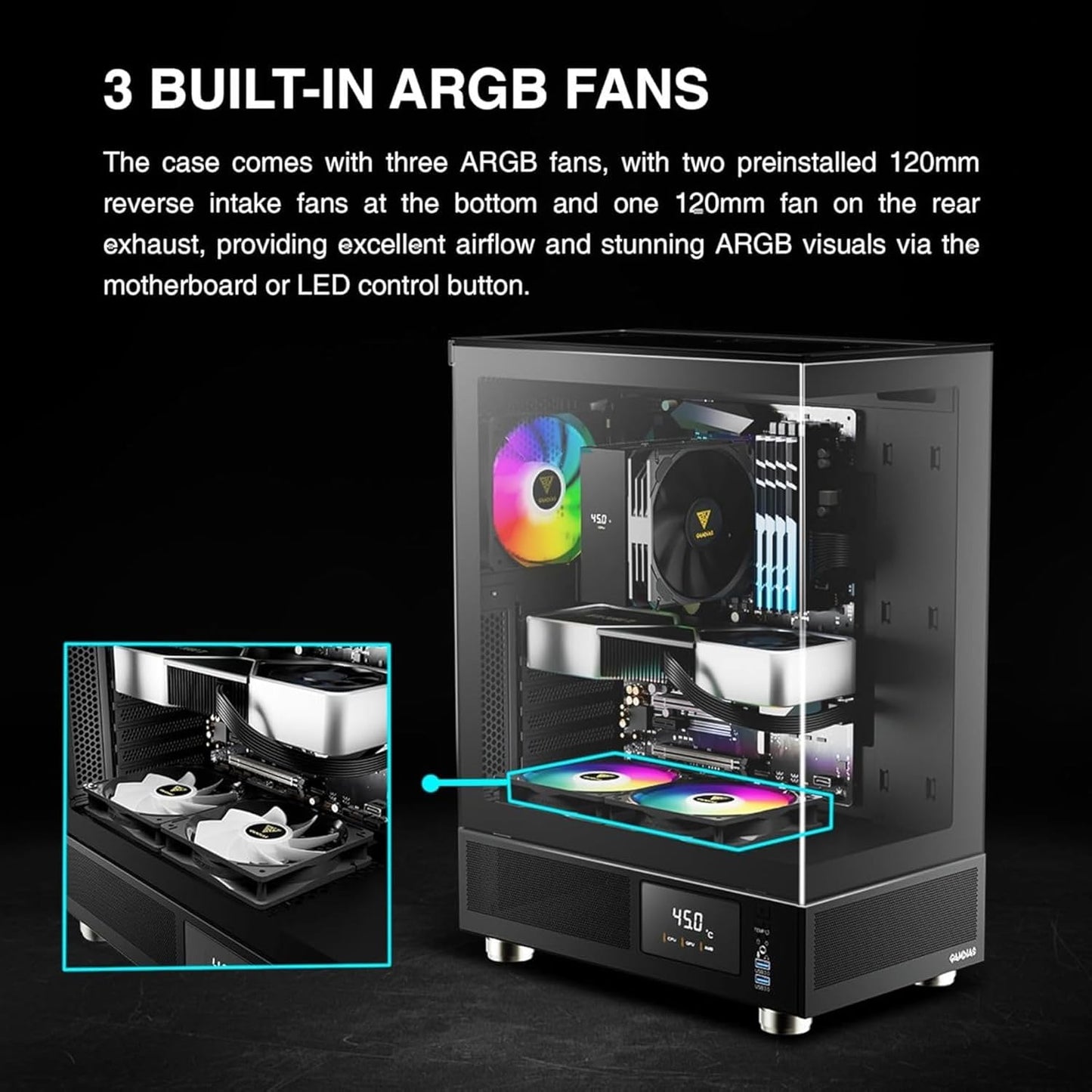GABINETE GAMDIAS ATLAS E1 NEGRO ATX ARGB S/FUENTE CRISTAL GD-ATLAS E1 11M DE GARANTIA