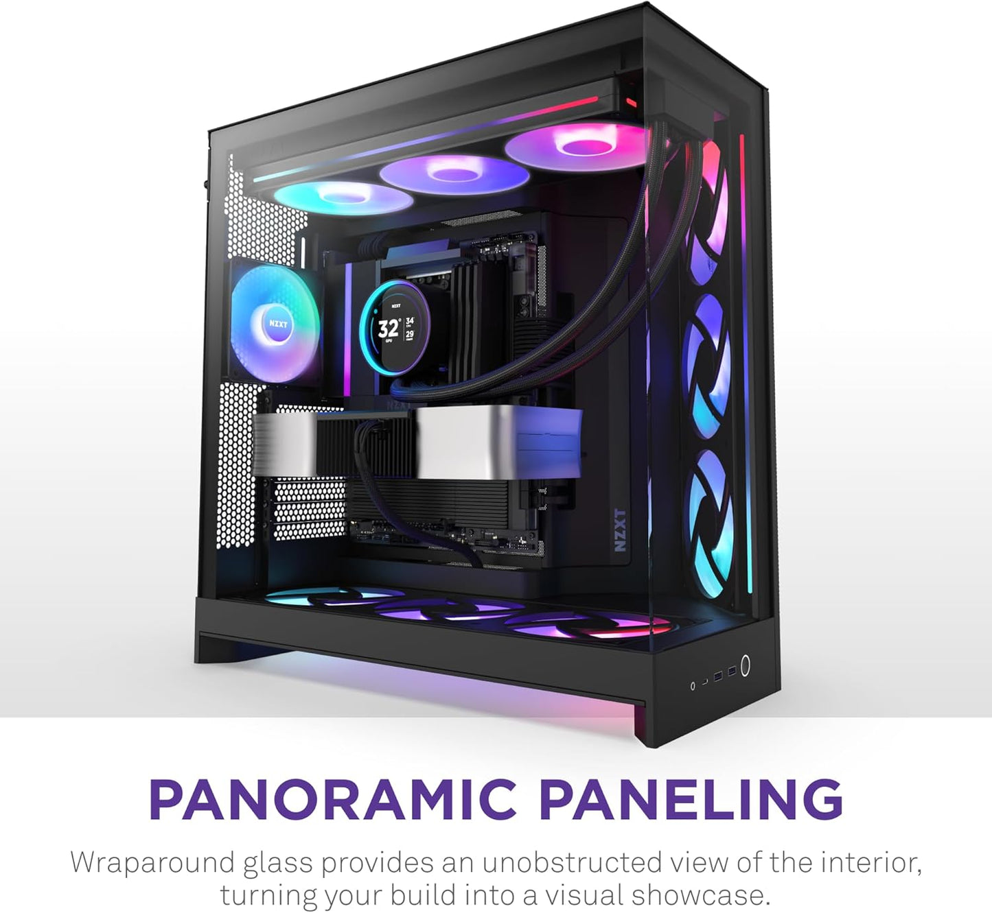 GABINETE NZXT H9 FLOW RGB NEGRO ATX 2USB 3.2 TIPO A USB 3.2 TIPO C CM-H92FB-R1 11M DE GARANTIA