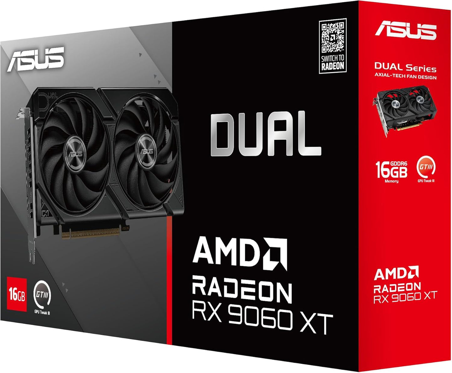 TARJETA DE VIDEO RADEON RX9060XT 16GB GDDR6 ASUS DUAL 90YV0LG2-MVAA00 12M DE GARANTIA