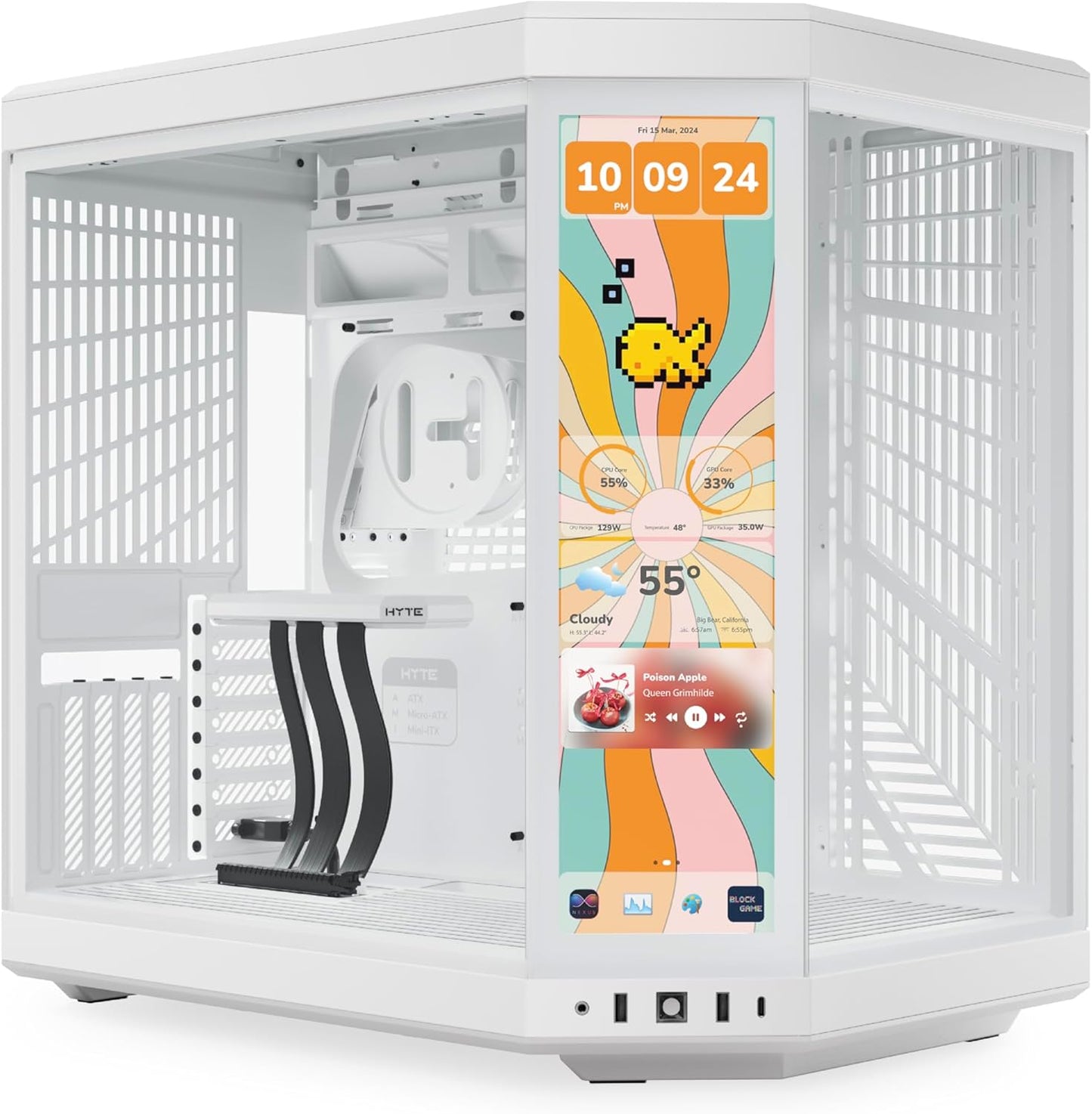 GABINETE HYTE Y70 TOUCH INFINITE EATX S/FUENTE CRISTAL BLANCO CS-HYTE-Y70TTI-WW 11M DE GARANTIA