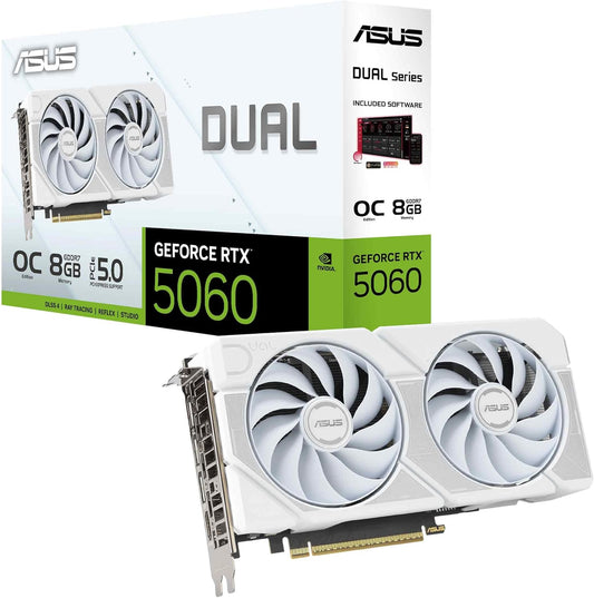 TARJETA DE VIDEO NVIDIA GEFORCE RTX5060 8GB OC GDDR7 ASUS DUAL BLANCA 90YV0N15-MVAA00