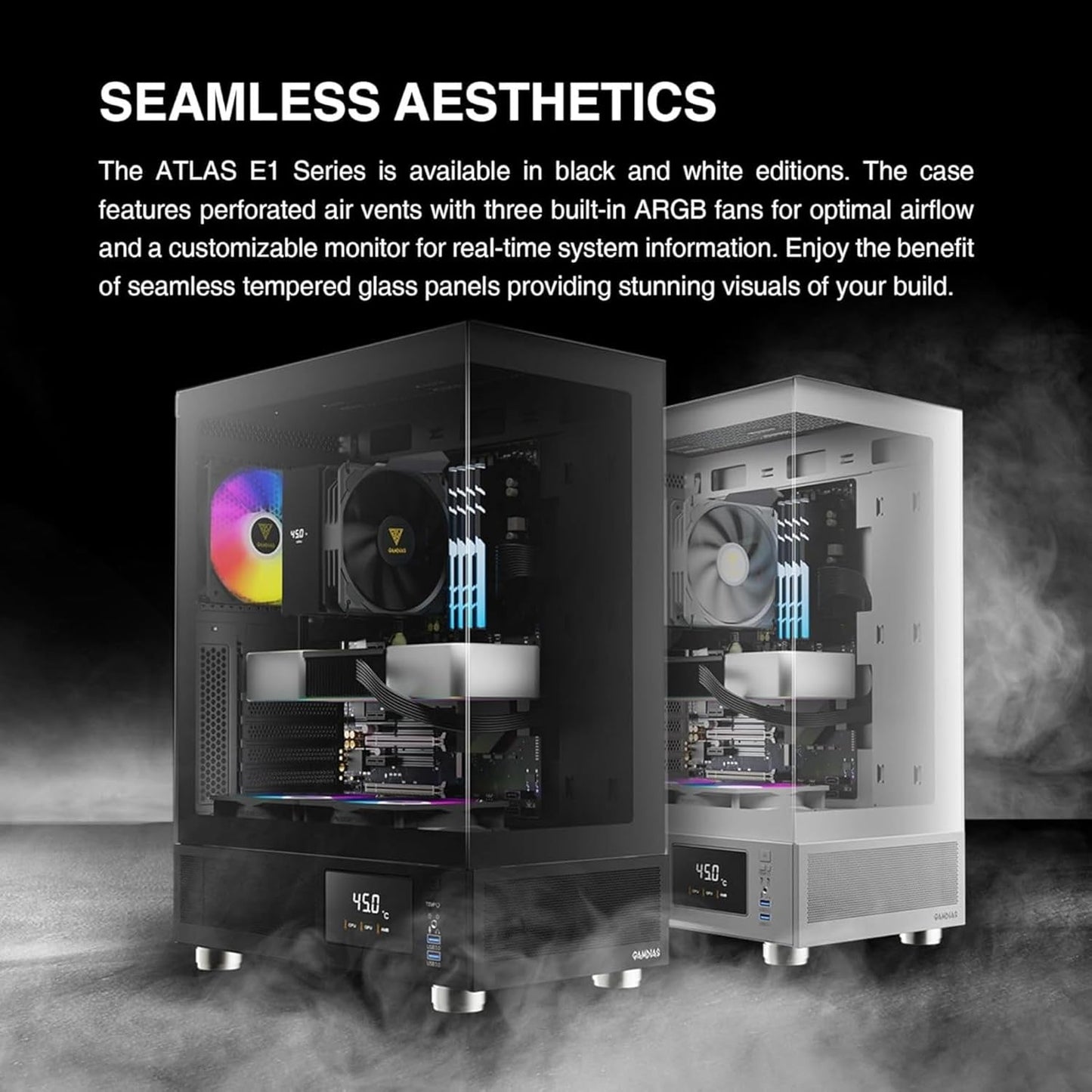 GABINETE GAMDIAS ATLAS E1 NEGRO ATX ARGB S/FUENTE CRISTAL GD-ATLAS E1 11M DE GARANTIA