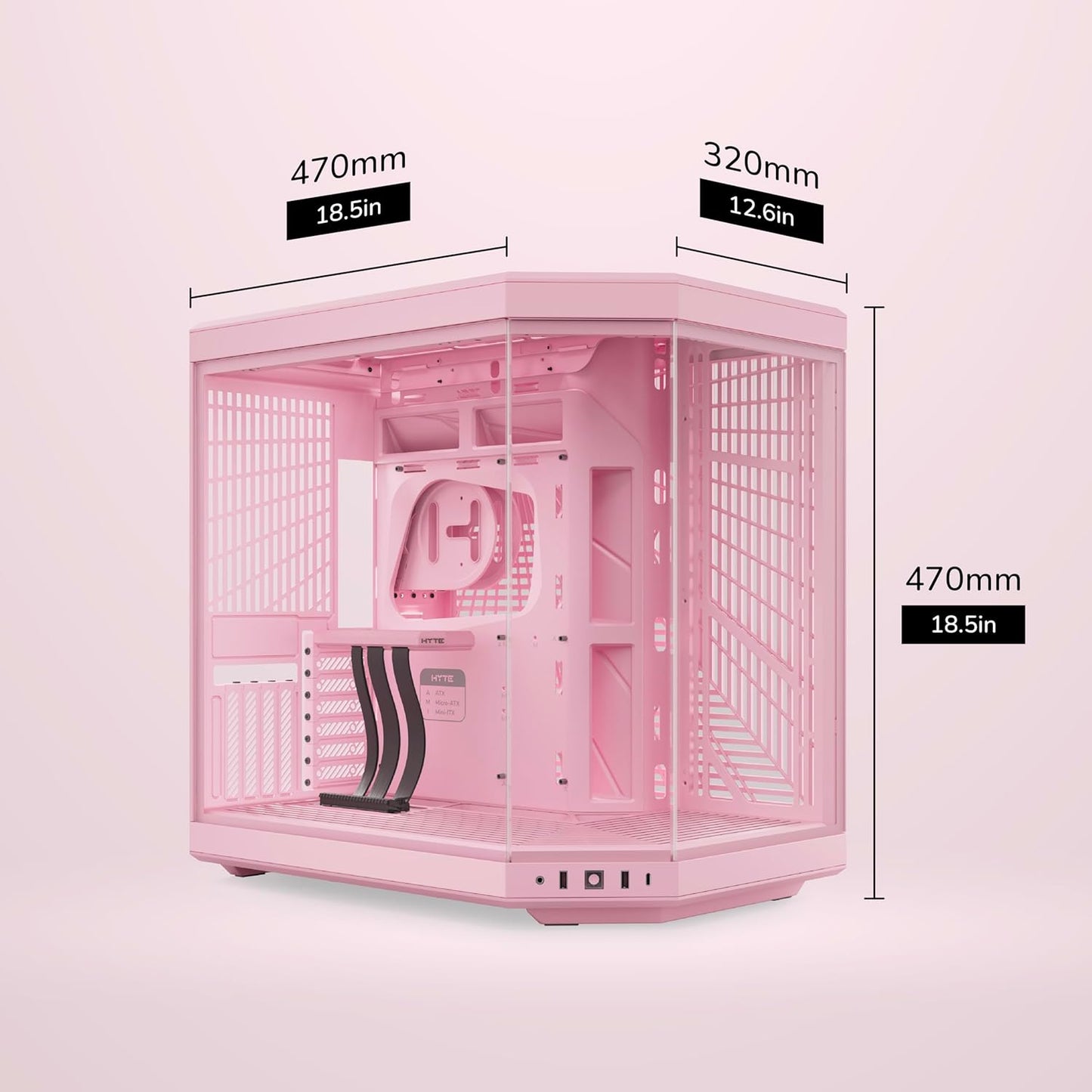 GABINETE HYTE Y70 EATX S/FUENTE CRISTAL STRAWBERRY MILK ROSA CS-HYTE-Y70-SM 12M DE GARANTIA