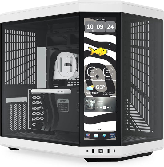 GABINETE HYTE Y70 TOUCH INFINITE EATX S/FUENTE CRISTAL NEGRO/BLANCO CS-HYTE-Y70TTI-WB 11M DE GARANTIA