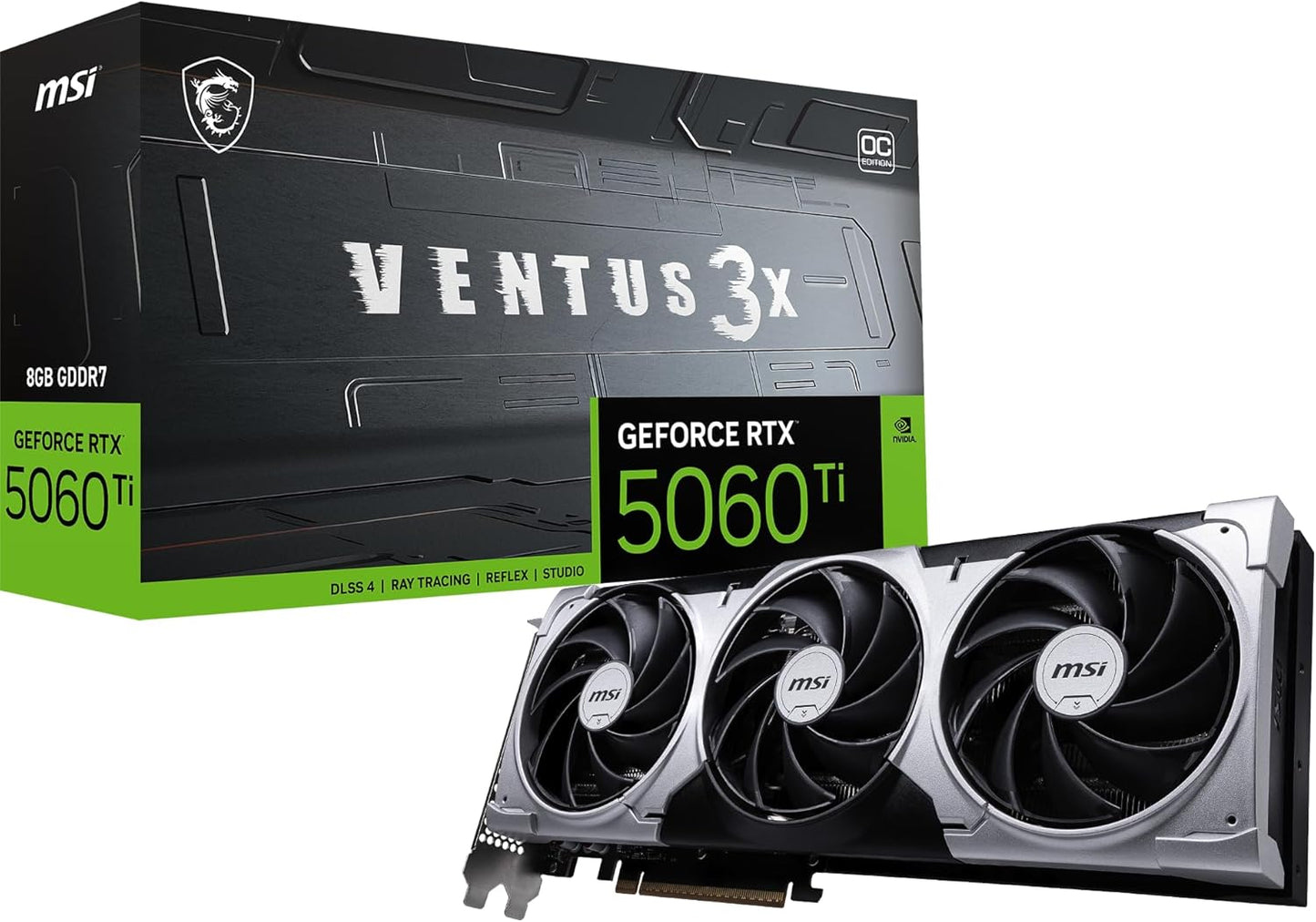 TARJETA DE VIDEO GEFORCE RTX5060TI 8GB OC GDDR7 MSI VENTUS RTX5060 TI 8G VENTUS 3X 12M DE GARANTIA