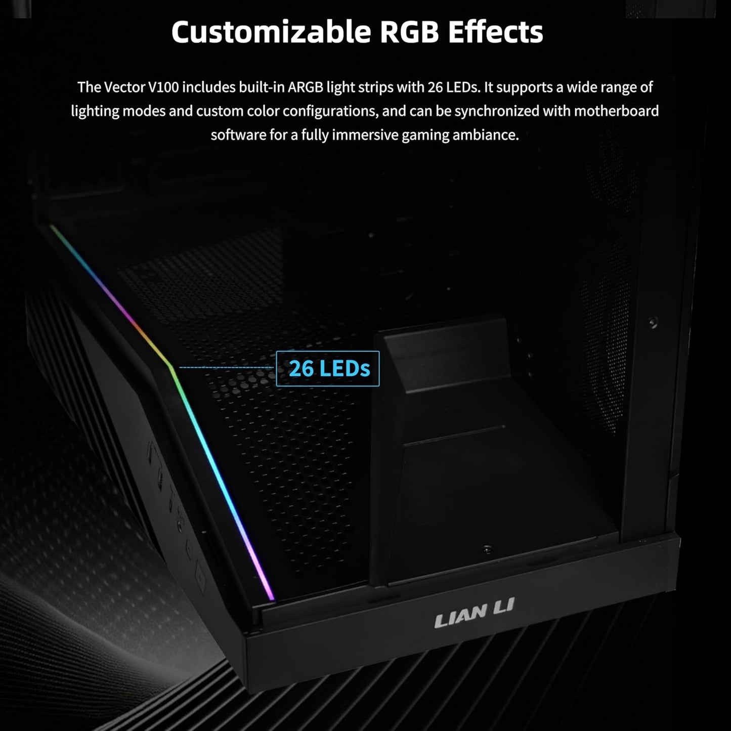 GABINETE LIAN LI VECTOR V100 ARGB S/FUENTE ATX CRISTAL NEGRO G99.V100RX.00 12M DE GARANTIA