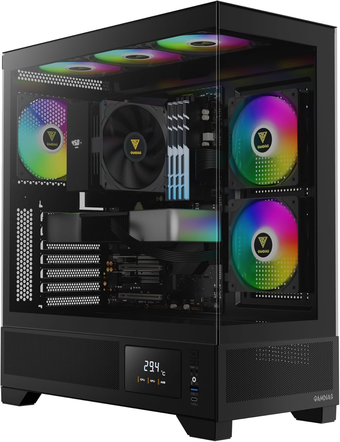 GABINETE GAMDIAS ATLAS M1 NEGRO ATX ARGB S/FUENTE CRISTAL GD-ATLAS M1 11M DE GARANTIA
