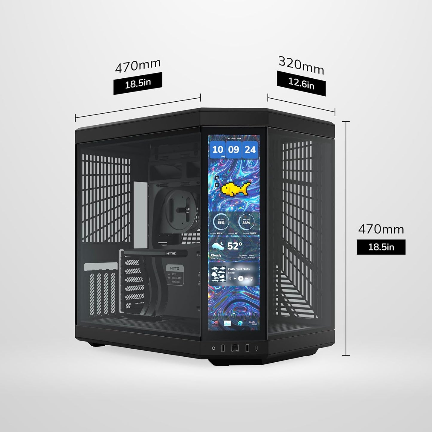 GABINETE HYTE Y70 TOUCH INFINITE EATX S/FUENTE CRISTAL NEGRO CS-HYTE-Y70TTI-BB 11M DE GARANTIA