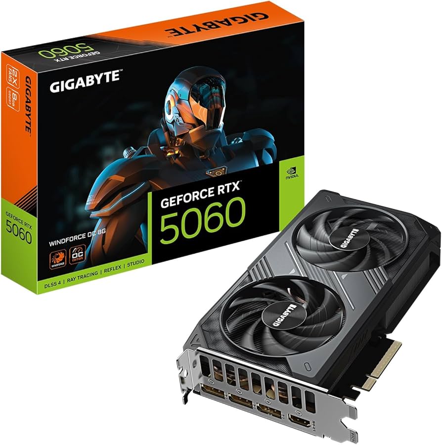 TARJETA DE VIDEO NVIDIA RTX5060 8GB OC GDDR7 GIGABYTE WINDFORCE GV-N5060WF2OC-8GD