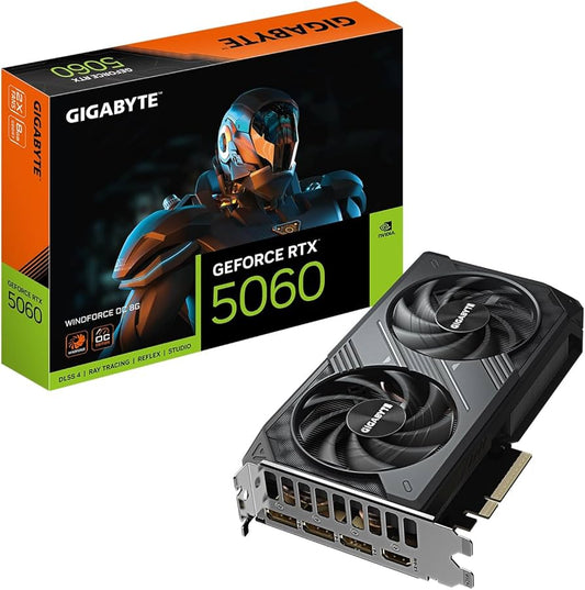 TARJETA DE VIDEO NVIDIA RTX5060 8GB OC GDDR7 GIGABYTE WINDFORCE GV-N5060WF2OC-8GD