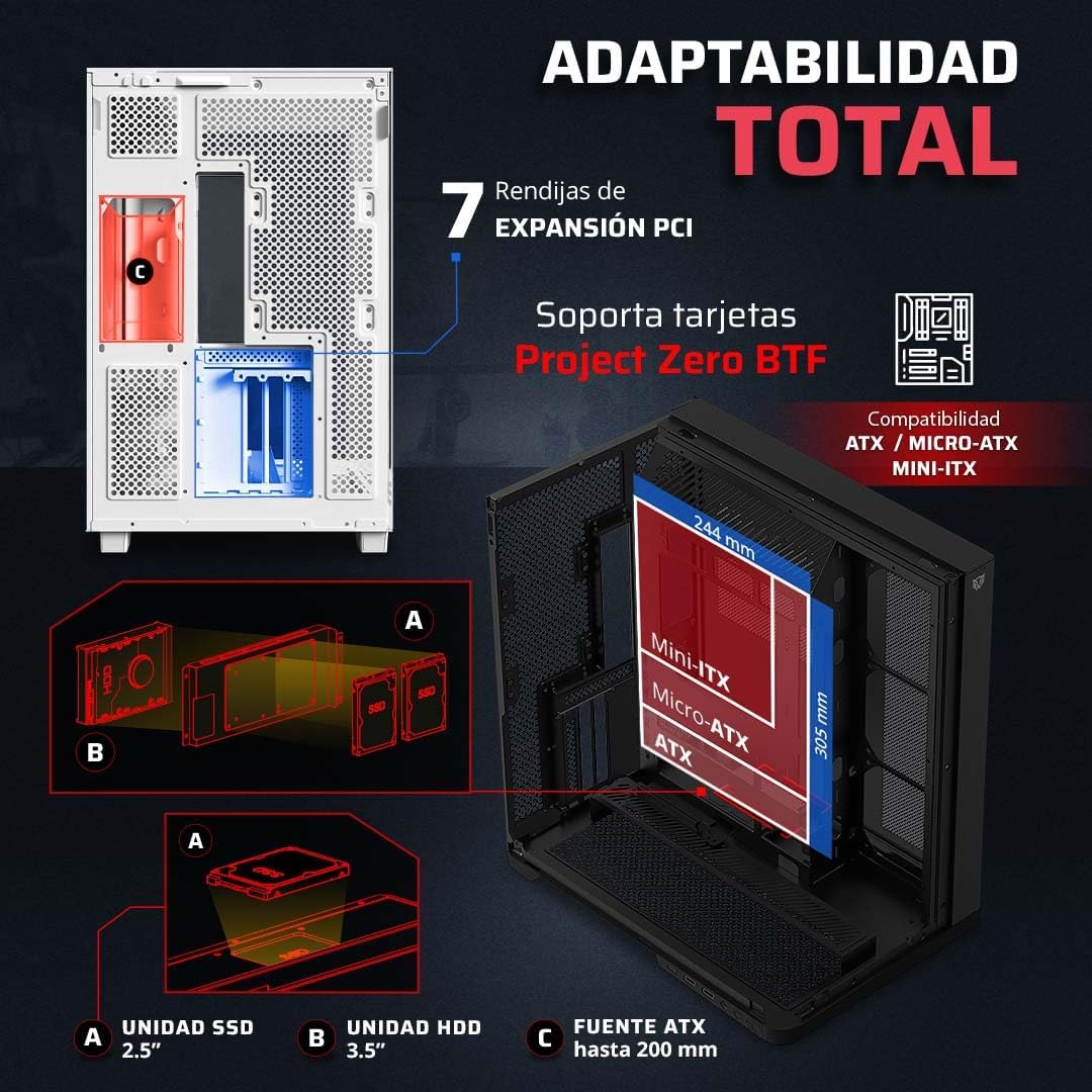 GABINETE BALAM RUSH TANK EXPERT 7800 NEGRO ATX USB-3.0 CRISTAL S/FUENTE BR-941556 11M DE GARANTIA