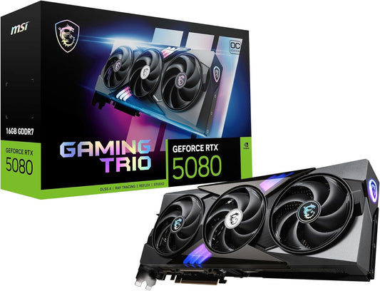 TARJETA DE VIDEO MSI NVIDIA GEFORCE RTX 5080 GAMING TRIO OC 16GB GDDR7 HDMI DP RGB RTX 5080 16G GAMING TRIO OC