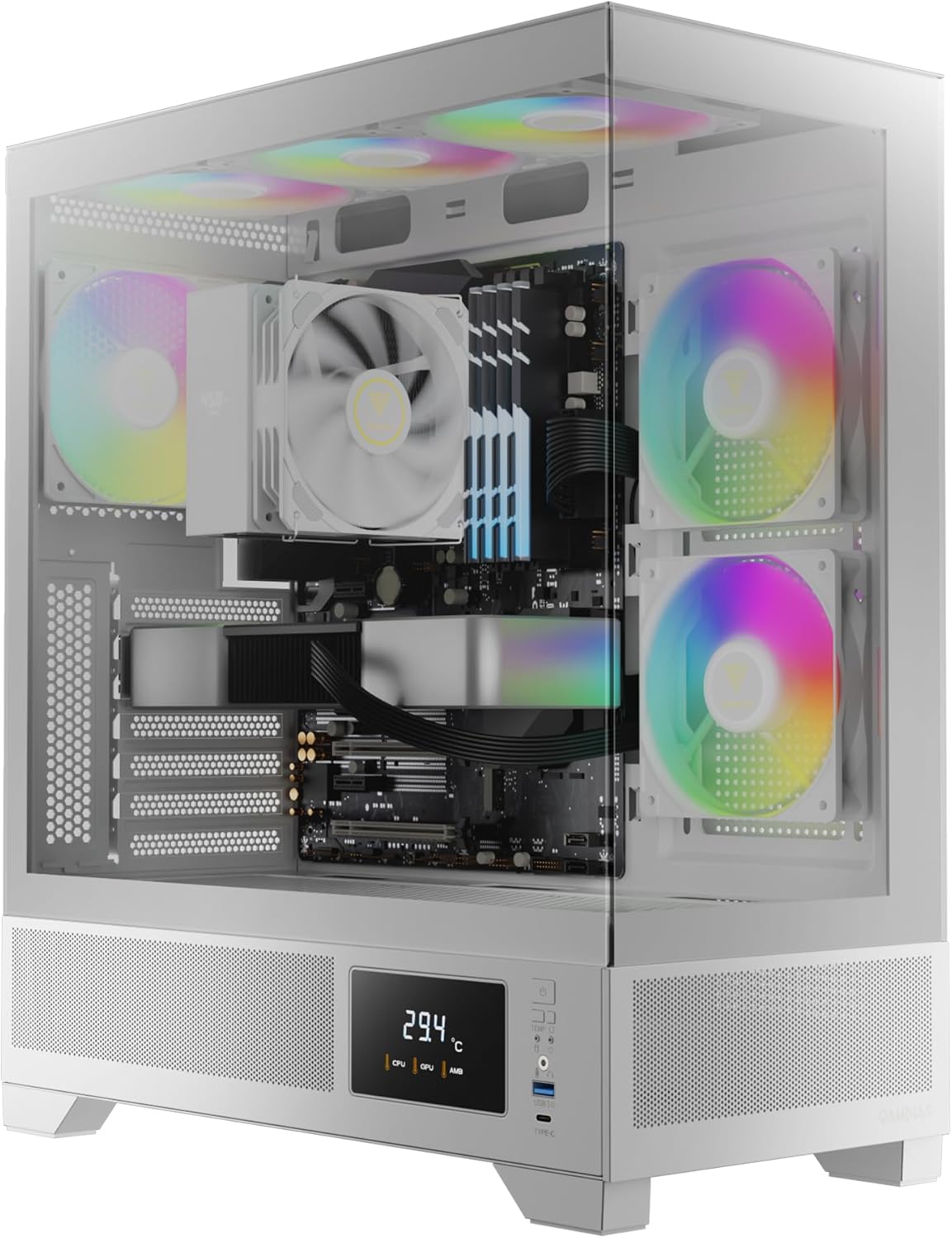 GABINETE GAMDIAS ATLAS M1 WH BLANCO ATX ARGB S/FUENTE CRISTAL GD-ATLAS M1 WH 11M DE GARANTIA