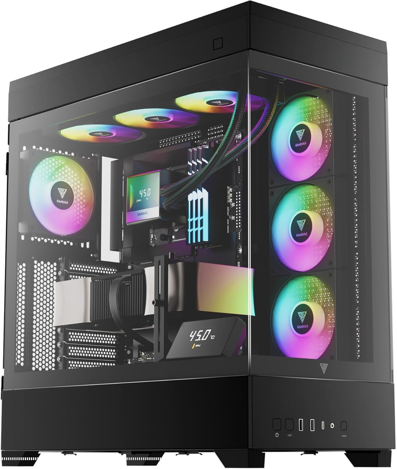 GABINETE GAMDIAS ATLAS P1 NEGRO ATX ARGB S/FUENTE CRISTAL GD-ATLAS P1 11M DE GARANTIA