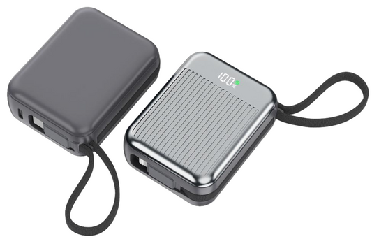 Power Bank | C10 | 10000mAh PD22.5W | Type-C | Linea Apple + linea Type-C | No | Pantalla LED | 50 | Plateado/Gris oscuro