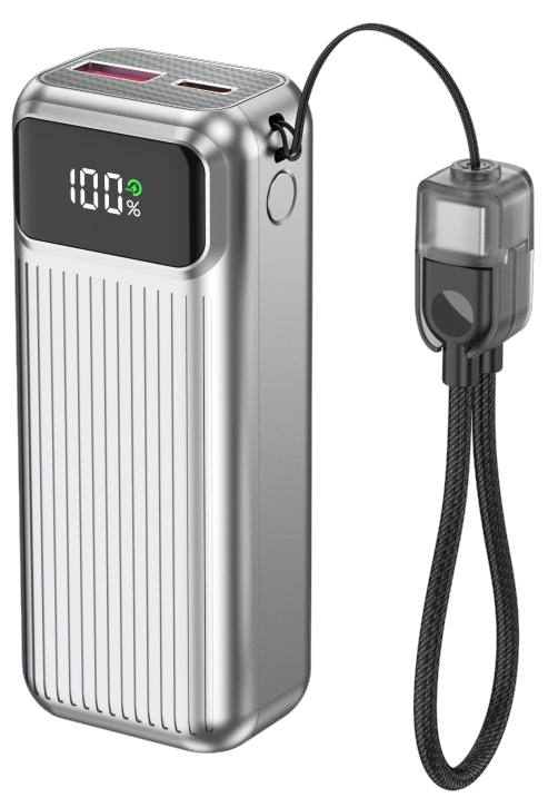 Power Bank | C13 | 10000mAh PD22.5W | Type-C | USB+Type-C | No | Pantalla LED | 44 | Plateado/Gris oscuro