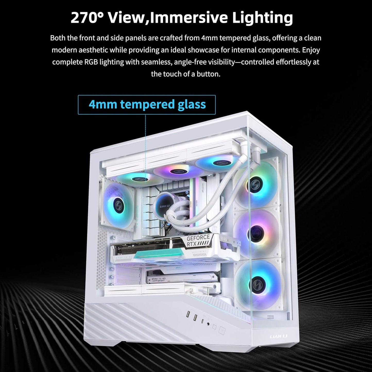 GABINETE LIAN LI VECTOR V100 ARGB S/FUENTE ATX CRISTAL BLANCO G99.V100RW.00 12M DE GARANTIA