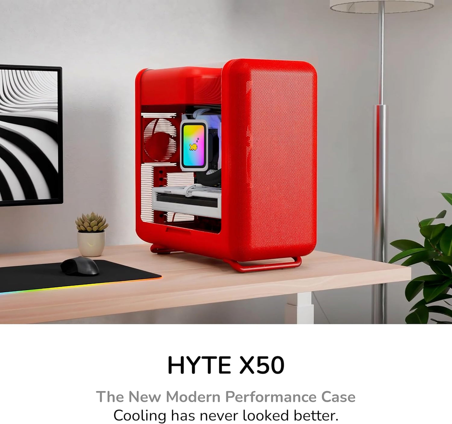GABINETE HYTE X50 ATX S/FUENTE CRISTAL WILD CHERRY ROJO CS-HYTE-X50G-RR 12M DE GARANTIA