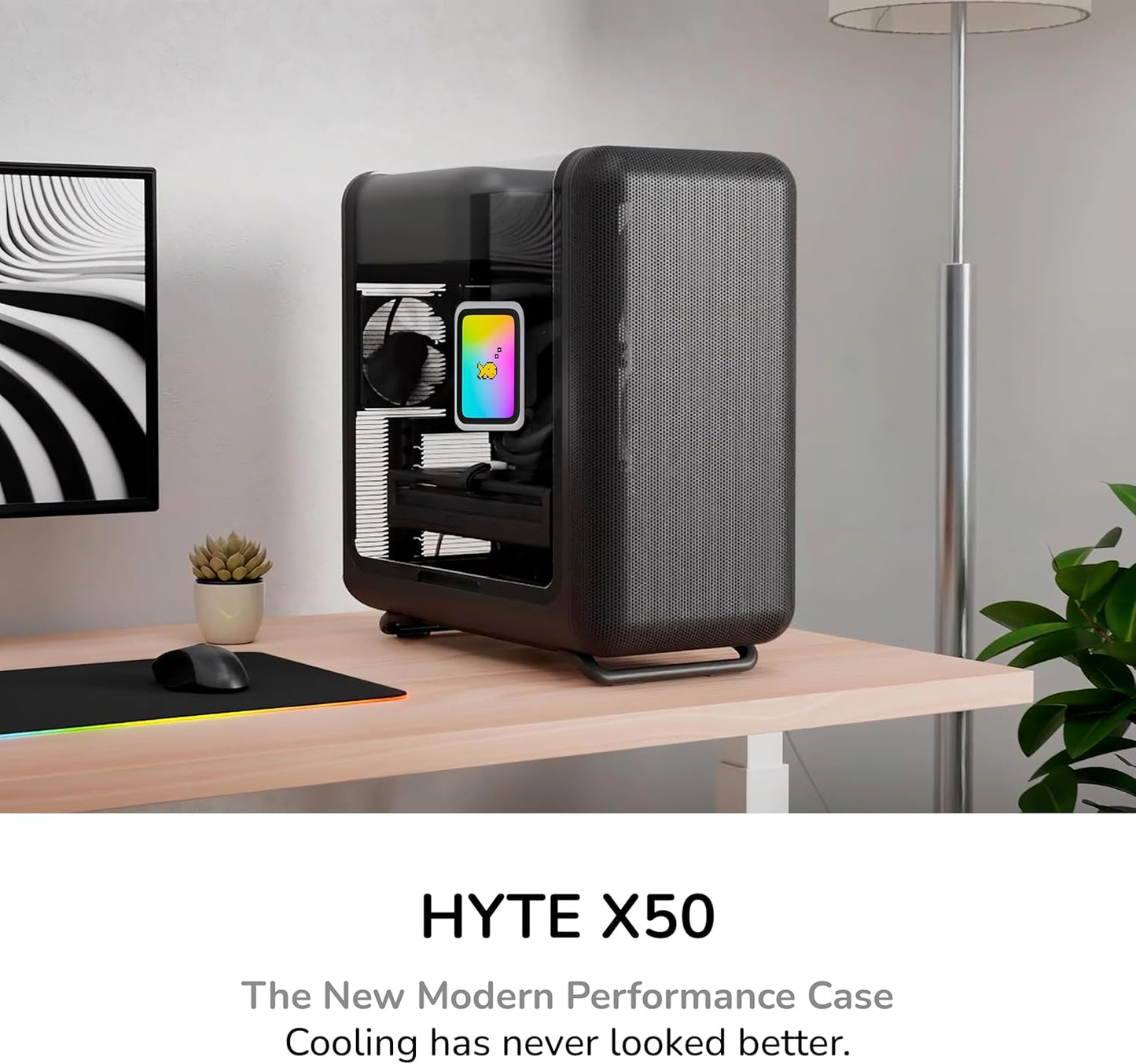GABINETE HYTE X50 ATX S/FUENTE CRISTAL PITCH BLACK NEGRO CS-HYTE-X50G-BB 12M DE GARANTIA