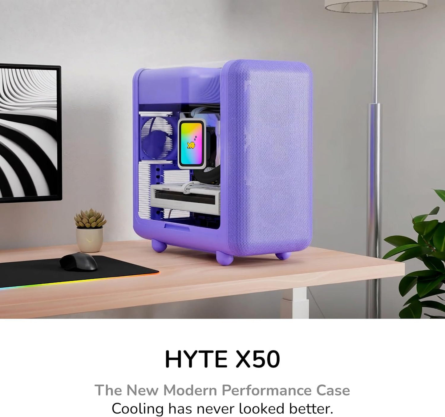 GABINETE HYTE X50 ATX S/FUENTE CRISTAL TARO MILK LILA CS-HYTE-X50G-TM 12M DE GARANTIA