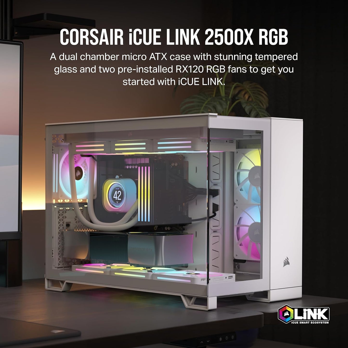 GABINETE CORSAIR ICUE LINK 2500X RGB BLANCO M-ATX CRISTAL SIN FUENTE CC-9011268-WW SIN GARANTIA
