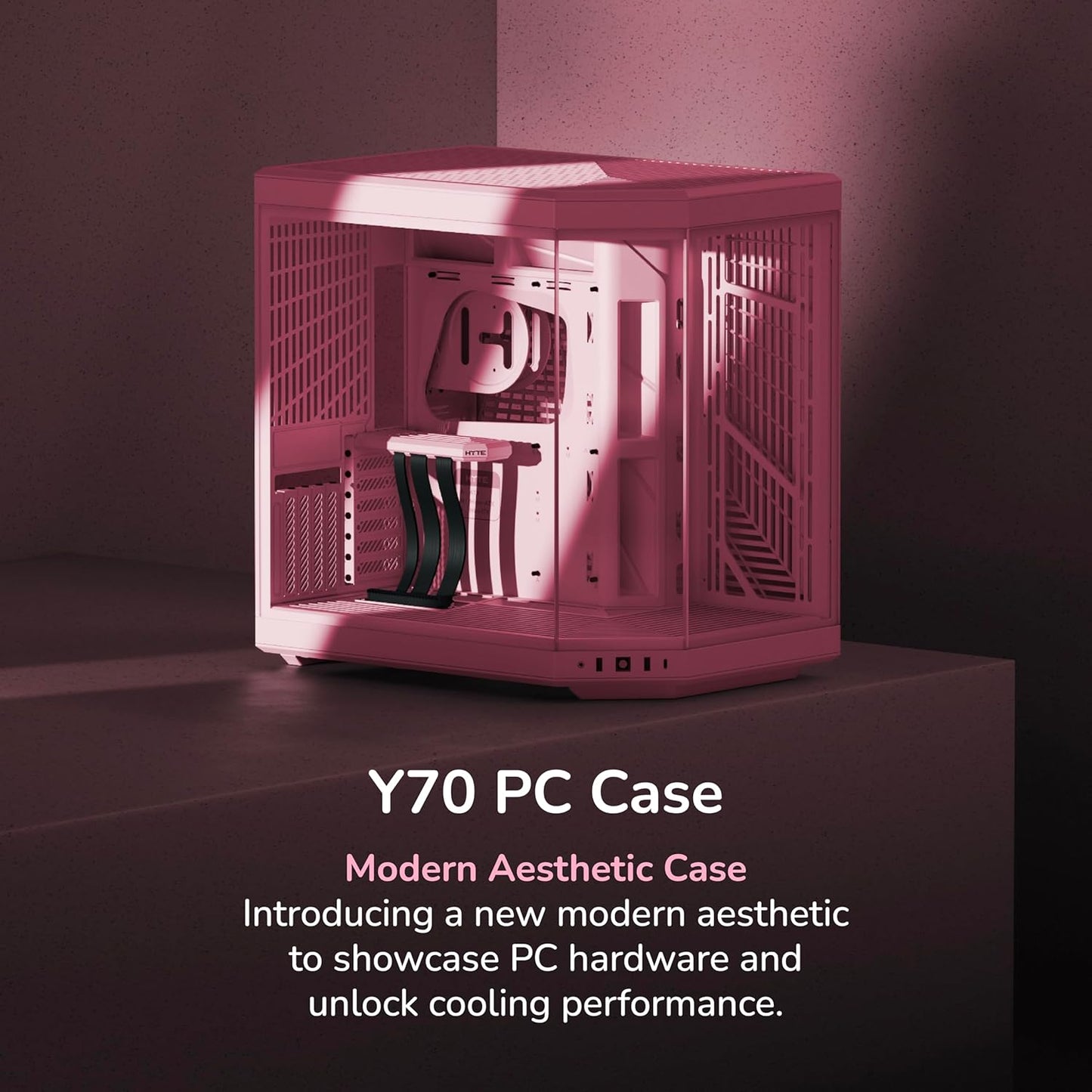 GABINETE HYTE Y70 EATX S/FUENTE CRISTAL STRAWBERRY MILK ROSA CS-HYTE-Y70-SM 12M DE GARANTIA