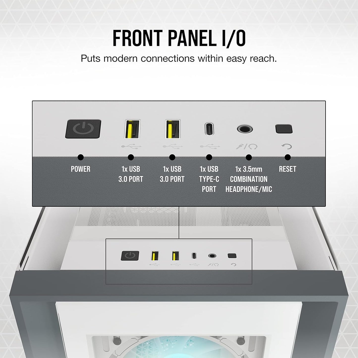 GABINETE CORSAIR ICUE 5000X RGB BLANCO ATX CRISTAL MIDITOWER SIN FUENTE CC-9011213-WW SIN GARANTIA