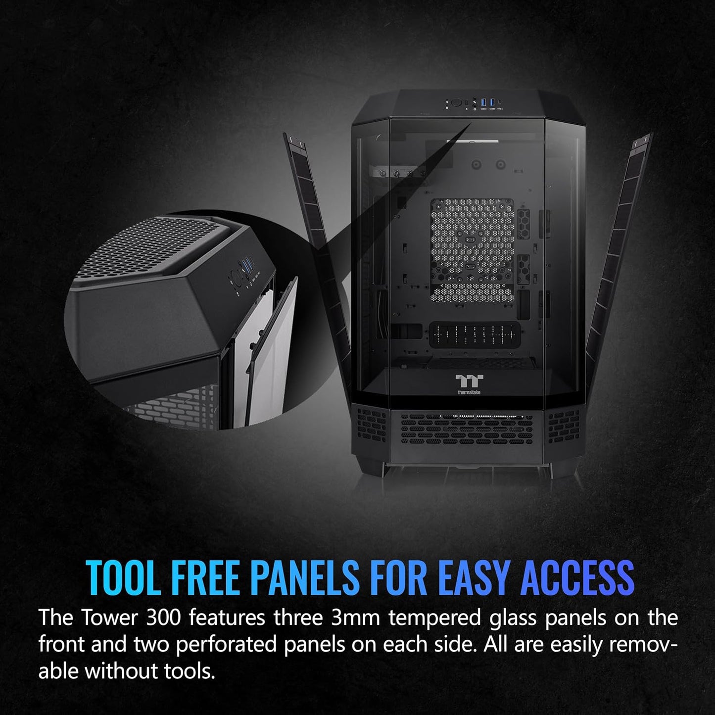GABINETE THERMALTAKE THE TOWER 300 BLACK MICRO ATX CRISTAL MICROTOWER NEGRO CA-1Y4-00S1WN-00 12M DE GARANTIA