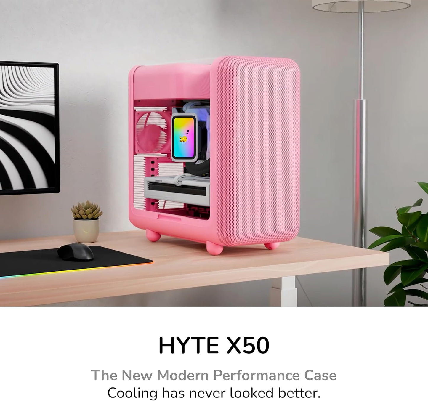 GABINETE HYTE X50 ATX S/FUENTE CRISTAL STRAWBERRY MILK ROSA CS-HYTE-X50G-SM 12M DE GARANTIA