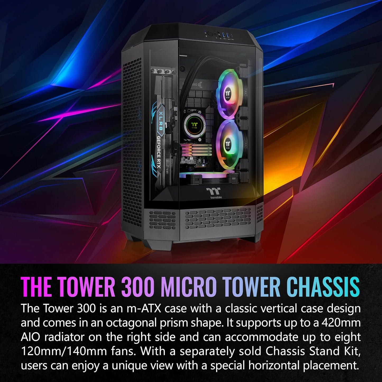GABINETE THERMALTAKE THE TOWER 300 BLACK MICRO ATX CRISTAL MICROTOWER NEGRO CA-1Y4-00S1WN-00 12M DE GARANTIA
