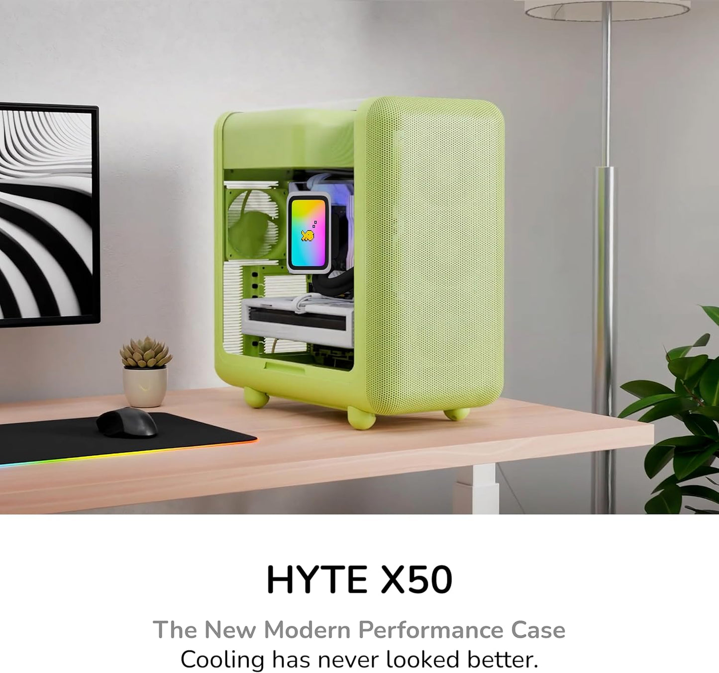 GABINETE HYTE X50 ATX S/FUENTE CRISTAL MATCHA VERDE OLIVO CS-HYTE-X50G-MM 12M DE GARANTIA