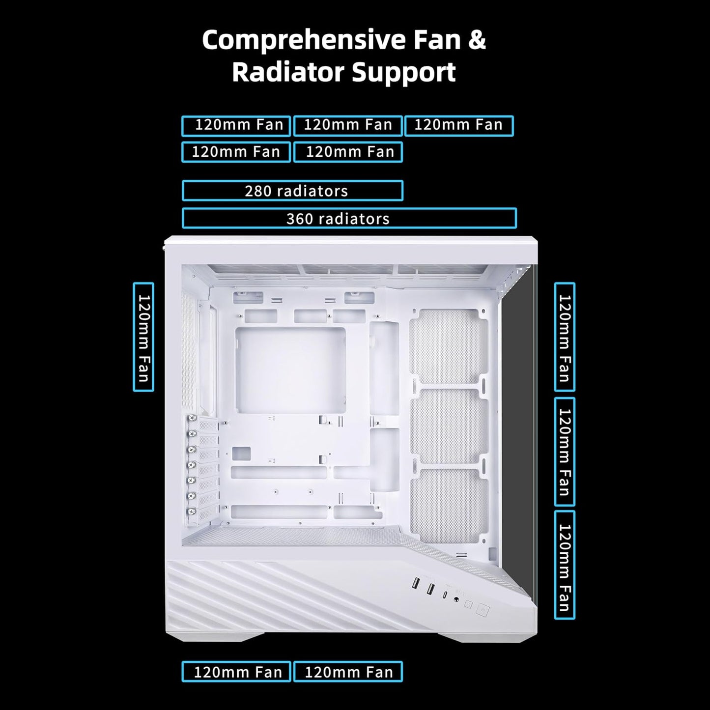 GABINETE LIAN LI VECTOR V100 ARGB S/FUENTE ATX CRISTAL BLANCO G99.V100RW.00 12M DE GARANTIA