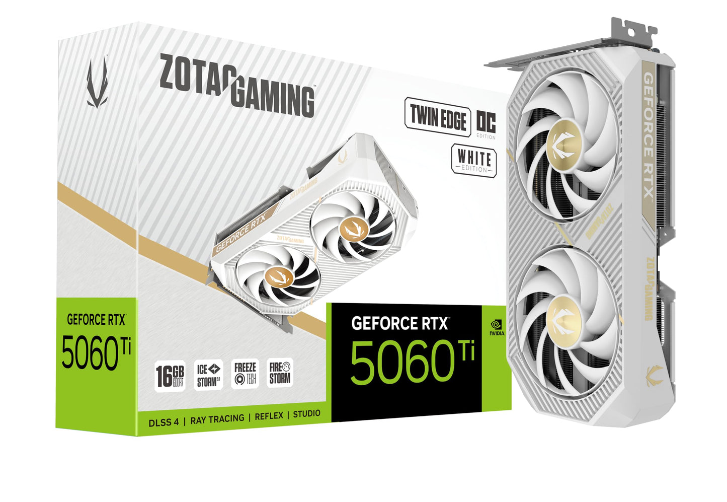 TARJETA DE VIDEO NVIDIA RTX5060TI 16GB OC GDDR7 ZOTAC TWIN EDGE BLANCO