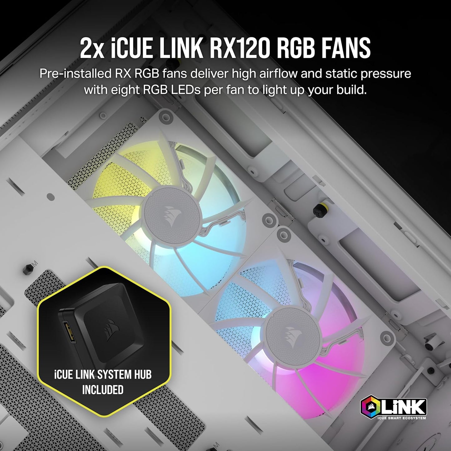 GABINETE CORSAIR ICUE LINK 2500X RGB BLANCO M-ATX CRISTAL SIN FUENTE CC-9011268-WW SIN GARANTIA