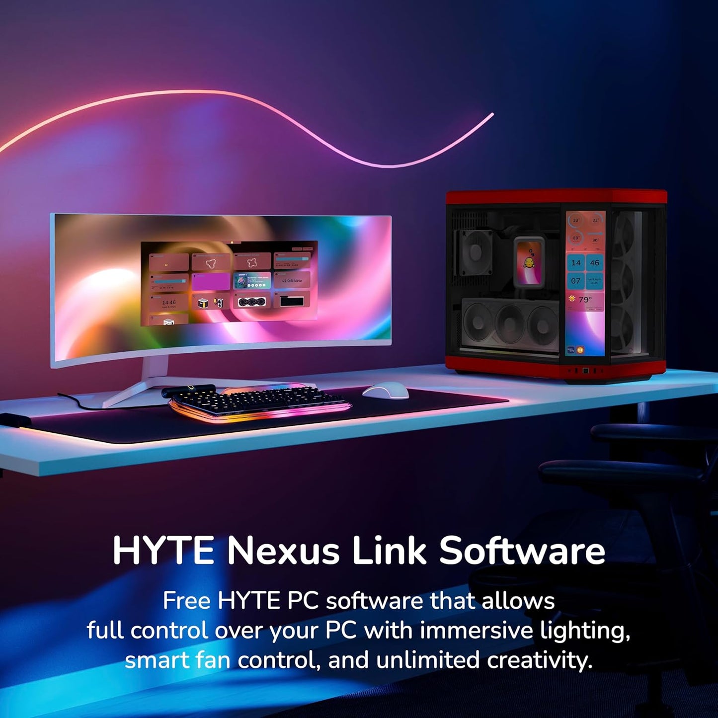 GABINETE HYTE Y70 TOUCH INFINITE EATX S/FUENTE CRISTAL NEGRO/ROJO CS-HYTE-Y70TI-RB 11M DE GARANTIA