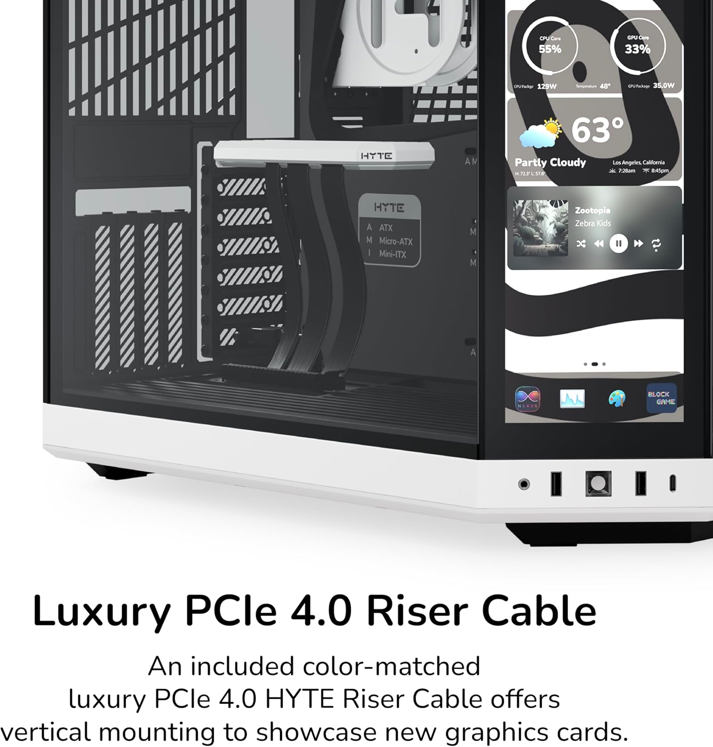 GABINETE HYTE Y70 TOUCH INFINITE EATX S/FUENTE CRISTAL NEGRO/BLANCO CS-HYTE-Y70TTI-WB 11M DE GARANTIA