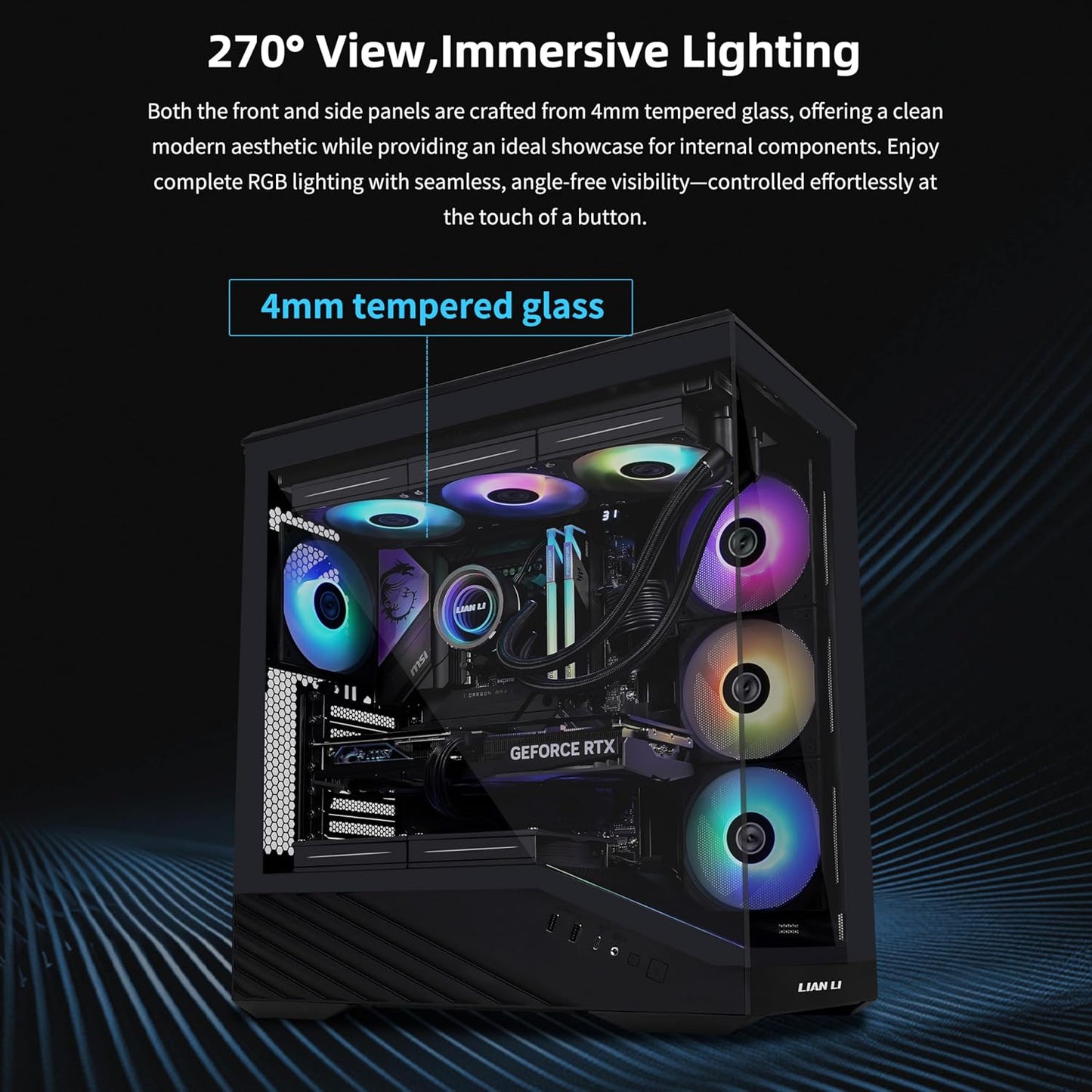 GABINETE LIAN LI VECTOR V100 ARGB S/FUENTE ATX CRISTAL NEGRO G99.V100RX.00 12M DE GARANTIA