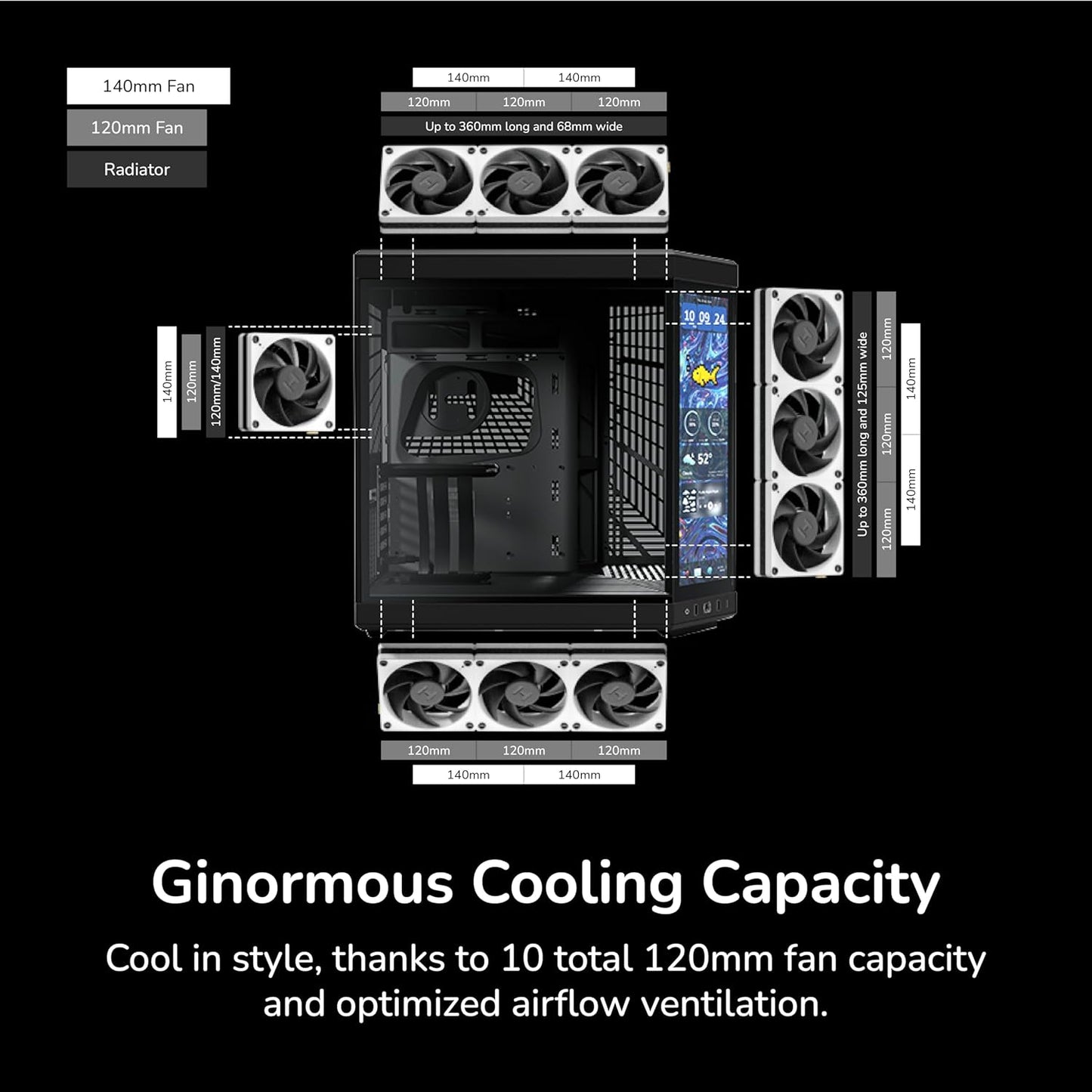 GABINETE HYTE Y70 TOUCH INFINITE EATX S/FUENTE CRISTAL NEGRO CS-HYTE-Y70TTI-BB 11M DE GARANTIA