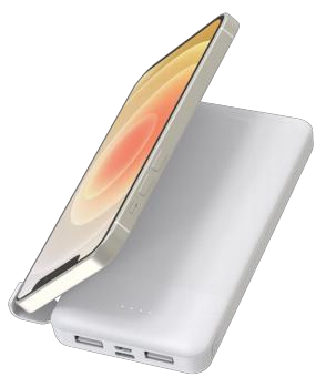 Power Bank | US-S51 | 10000mAh 2.4A | V8/2xUSB/Type-C | 2xUSB | Cable USB a V8 | Pantalla LED + soporte | 50 | Blanco/Negro