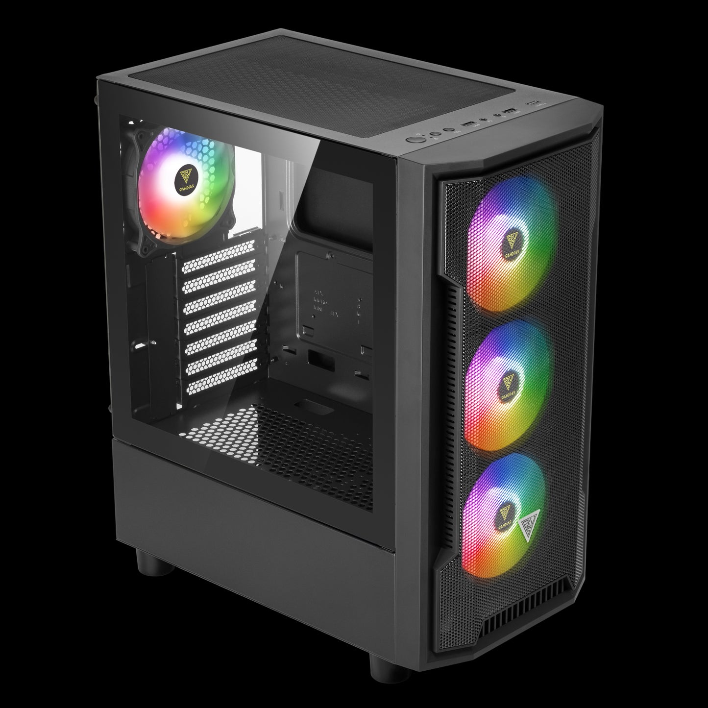 GABINETE GAMDIAS ATHENA M6 LITE NEGRO ATX ARGB S/FUENTE CRISTAL 11M DE GARANTIA