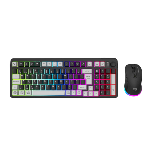KIT 2 EN 1 WIFI BALAM RUSH SQUAD CONQUEST PRO KG525 NEGRO TECLADO AL 85/ MOUSE 7200DPI RGB BLUETOOTH RECARGABLE
