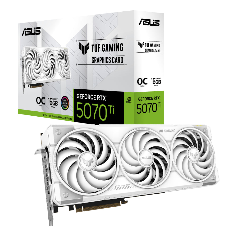 TARJETA DE VIDEO NVIDIA GEFORCE RTX5070TI 16GB OC GDDR7 ASUS TUF GAMING BLANCA 90YV0MD3-M0AA00