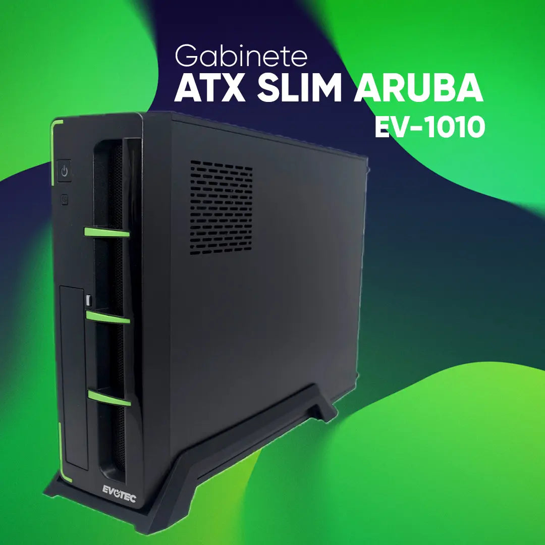 GABINETE NACEB EVOTEC ARUBA NEGRO/VERDE  MATX 600W  METAL C/N FUENTE EV-1010 1M DE GARANTIA