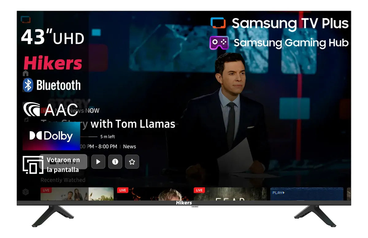 Pantalla Smart Tv Hikers 43in Tizen Fhd Con Samsung Tv Plus
