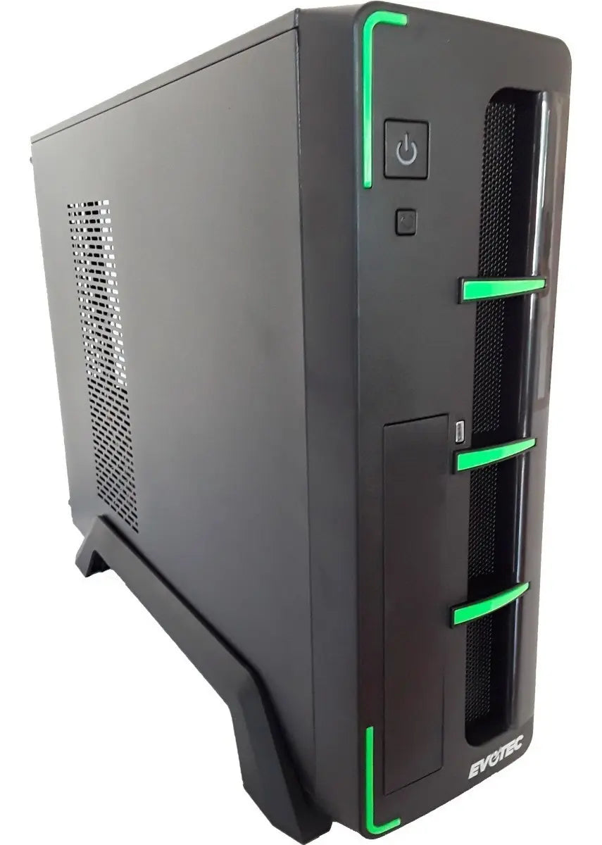 GABINETE NACEB EVOTEC ARUBA NEGRO/VERDE  MATX 600W  METAL C/N FUENTE EV-1010 1M DE GARANTIA