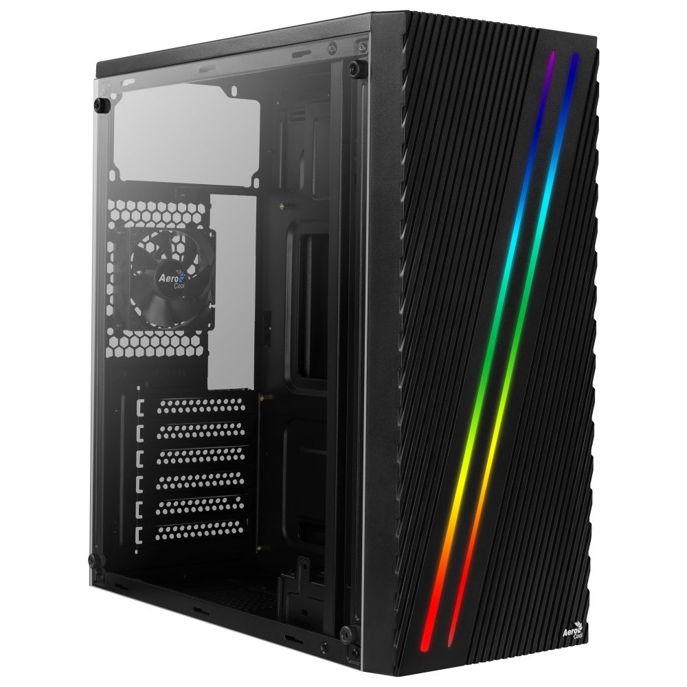 GABINETE AEROCOOL STREAK NEGRO RGB ATX S/FUENTE ACRILICO STREAK/BK