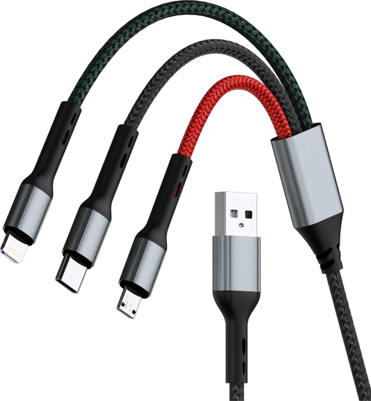 Cable | US - L302 | 2.4A 1.2m | USB | V8/IP/Type - C | No | Linea de color negro/rojo/azul | 200 | Negro - rogeek