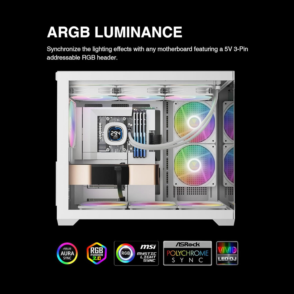 ENFRIAMIENTO GAMDIAS AURA GL360 V2 WH BLANCO 360MM AM5/LGA1700 ARGB GD-AURA GL360 V2 WH 11M DE GARANTIA - rogeek